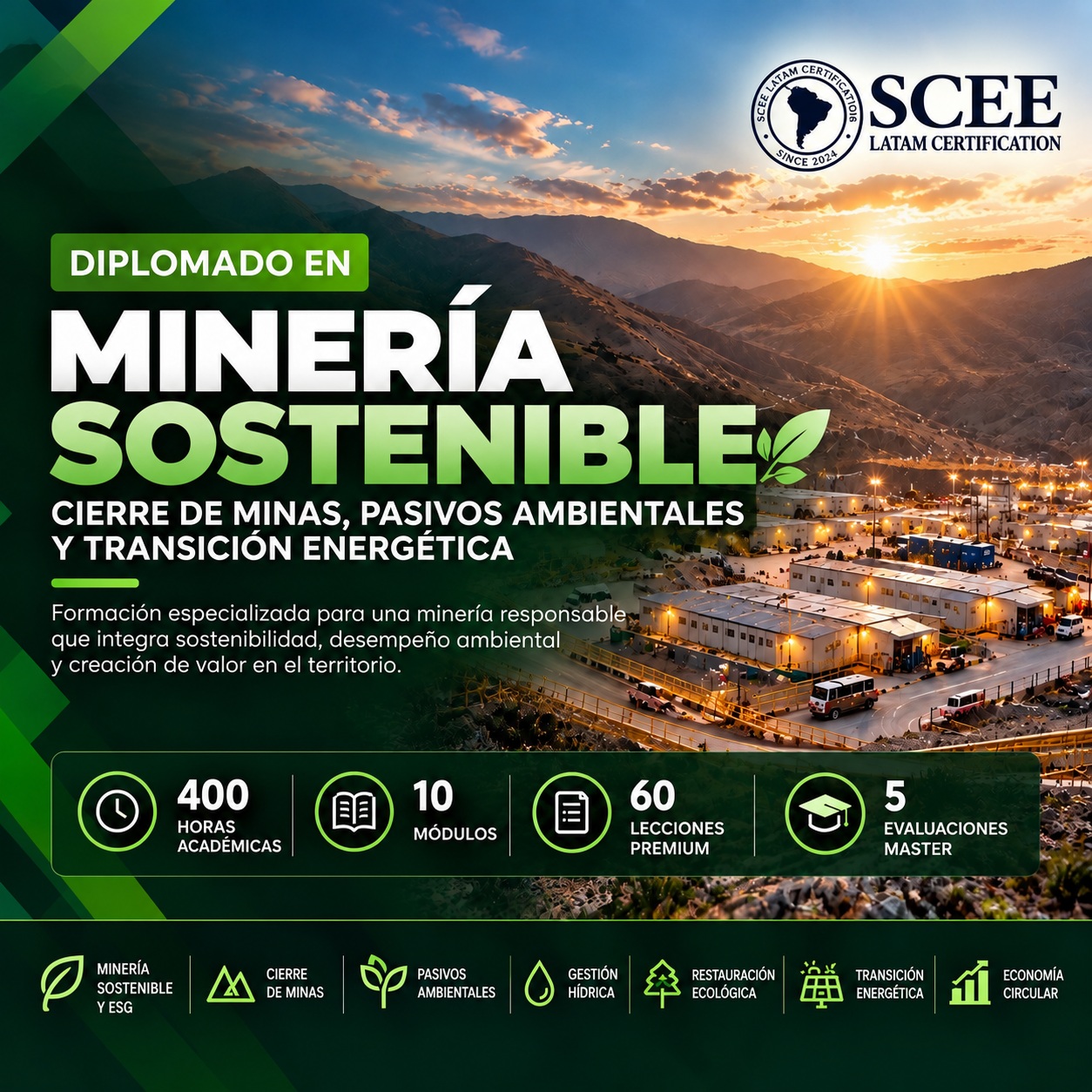 Diplomado en Minería Sostenible, Cierre de Minas, Pasivos Ambientales y Transición Energética