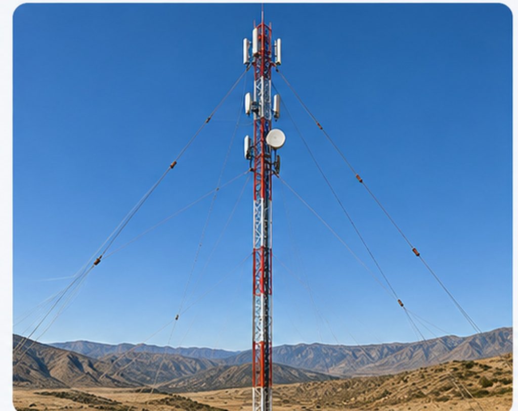 Torre arriostrada con vientos para infraestructura de telecomunicaciones